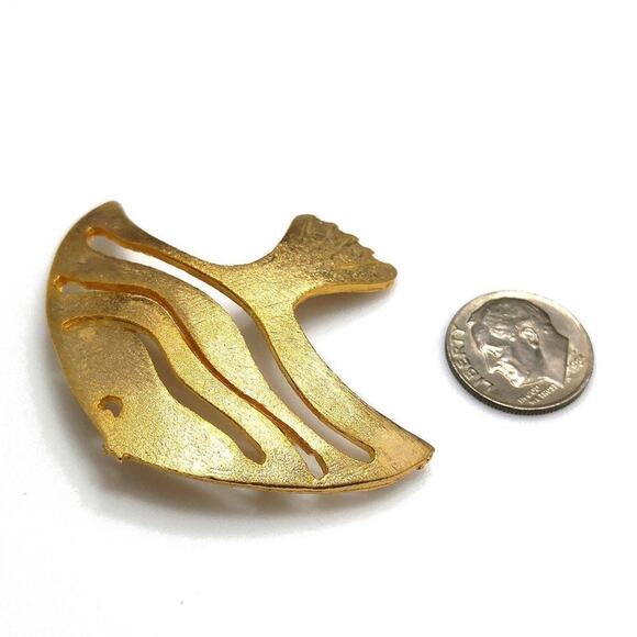 Ultra Craft Gold Tone Fish Brooch Angel Fish Openwork Vintage Jewelry Signed - Picture 5 of 6